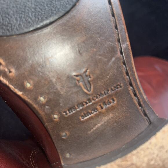 FRYE 76976 Lindsay Plate Brown/Red Leather Knee High Boots Sz 6B - Picture 9 of 10